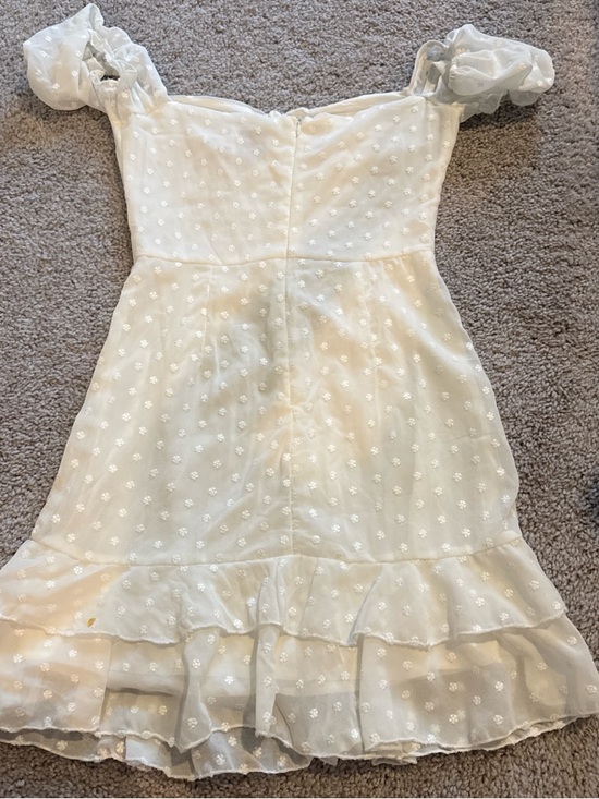 Princess Polly White Puff-Sleeve Swiss Dot Mini Dress - Picture 4 of 4